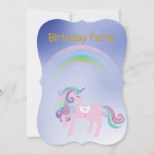  Blue Rainbow Unicorn verjaardag Gold Kaart (Voorkant)