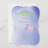  Blue Rainbow Unicorn verjaardag Gold Kaart (Achterkant)