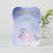  Blue Rainbow Unicorn verjaardag Gold Kaart (Staand voorkant)