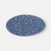 Blue Rainbow verjaardagsfeestje Papieren Bordje (Gekanteld)