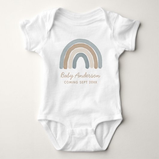 Blue Rainbow Zwangerschap Aankondiging Baby Bodysu Romper (Voorkant)