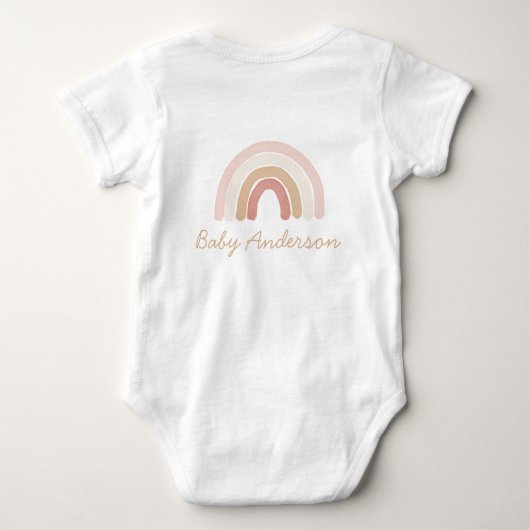 Blue Rainbow Zwangerschap Aankondiging Baby Bodysu Romper (Achterkant)