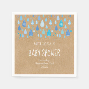  Blue Raindrops Baby shower / Sprinkle Boho Servet