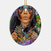 Blue Rainforest Woman Keramisch Ornament (Rechts)