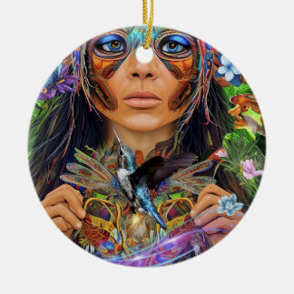 Blue Rainforest Woman Keramisch Ornament