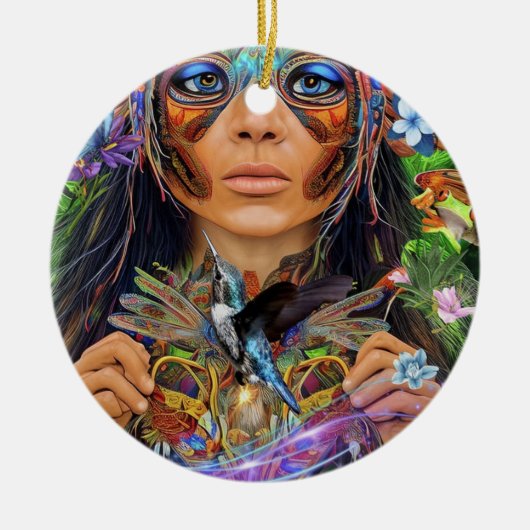 Blue Rainforest Woman Keramisch Ornament (Voorkant)
