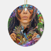 Blue Rainforest Woman Keramisch Ornament (Links)