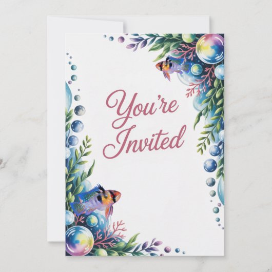 Blue Ram Cichlids Uitnodiging voor een huwelijksfe (Voorkant)