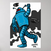 Blue Rampaging Robot Poster (Voorkant)