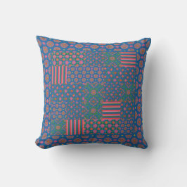 Blue Rangoli Pattern Faux Patchwork Sierkussen