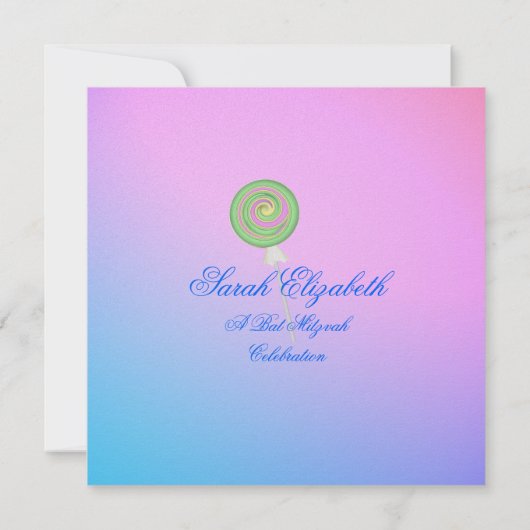 Blue Raspberry Snoep Bat Mitzvah Kaart (Achterkant)