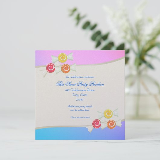 Blue Raspberry Snoep Bat Mitzvah Kaart (Staand voorkant)