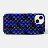 Blue Raster Pattern 01 Black BG iPhone Hoesje (Achterkant horizontaal)