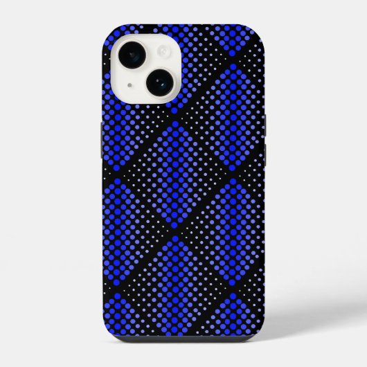 Blue Raster Pattern 01 Black BG iPhone Hoesje (Achterkant)