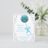 Blue Rattle EOS Lippenbalsem Baby shower Favor Kaart (Staand voorkant)