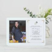 Blue Rattle Photo Baby shower Invitation Kaart (Staand voorkant)