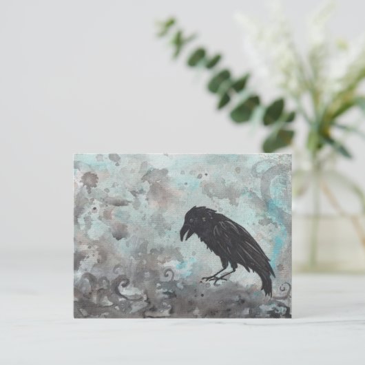 Blue Raven Crow abstract briefkaart (Staand voorkant)