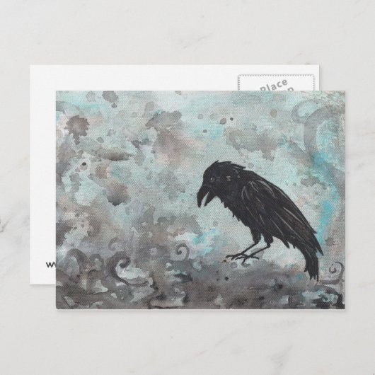 Blue Raven Crow abstract briefkaart (Voorkant / Achterkant)