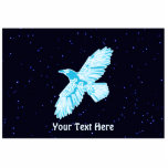Blue Raven Fotobeeldje Magneet<br><div class="desc">Een eenvoudig,  gloeiend,  blauw-en-wit lijnafbeelding van een Raven (Corvus corax) op een stervormig achtergrondafbeelding. Voeg je eigen tekst toe.</div>