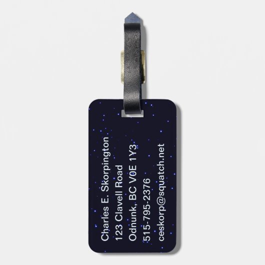 Blue Raven op sterren Bagagelabel (Achterkant verticaal)