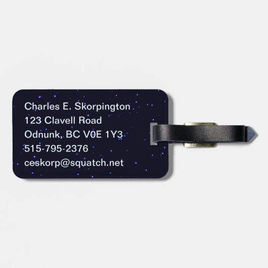 Blue Raven op sterren Bagagelabel (Achterkant horizontaal)