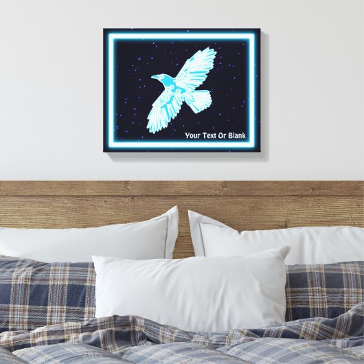 Blue Raven op sterren Canvas Afdruk (Insitu (Slaapkamer))