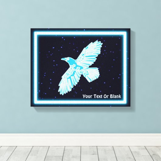 Blue Raven op sterren Canvas Afdruk (Insitu (Houten vloer))