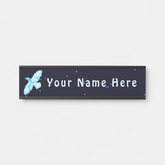 Blue Raven op sterren Deurbordje (Voorkant)