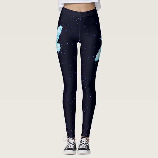 Blue Raven op sterren Leggings (Voorkant)