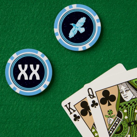 Blue Raven op sterren Poker Chips (Pokertafel (Dubbel))