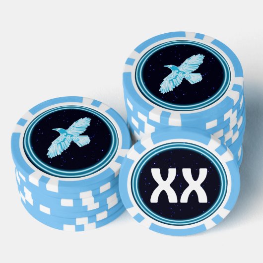 Blue Raven op sterren Poker Chips (Opstapeling)