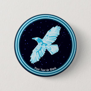 Blue Raven op sterren Ronde Button 5,7 Cm