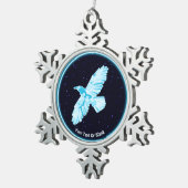Blue Raven op sterren Tin Sneeuwvlok Ornament (Rechts)