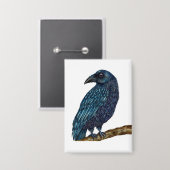 Blue Raven vogel badge Button (Voorkant / Achterkant)