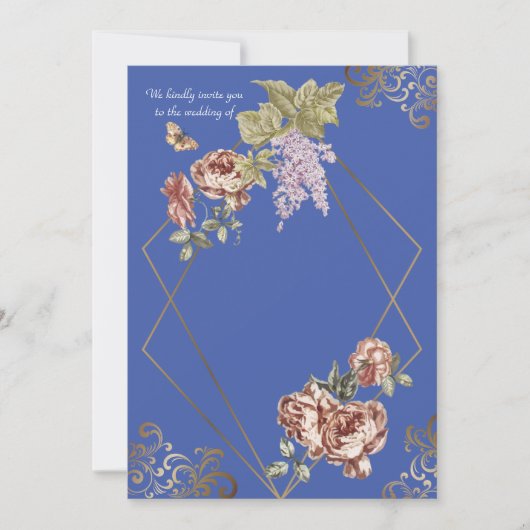 Blue Ray of Floral Wedding Kaart (Voorkant)