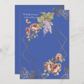 Blue Ray of Floral Wedding Kaart (Voorkant / Achterkant)