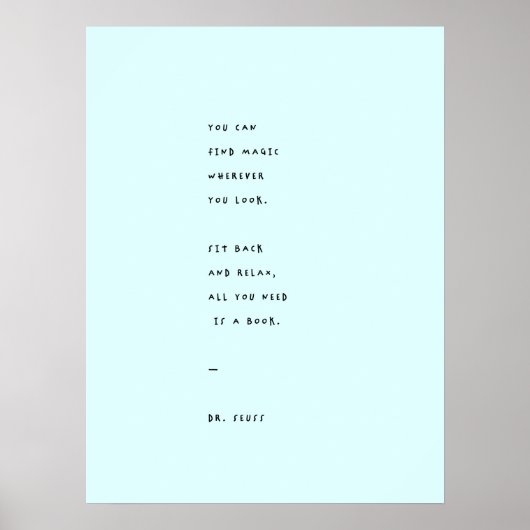Blue Reading Day met Dr. Suess Quote Poster (Voorkant)