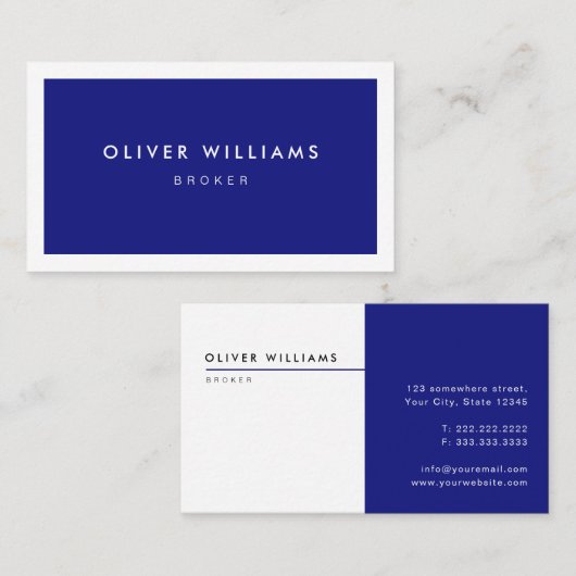 Blue Real Estate Agent Professional Broker Visitekaartje (Voorkant / Achterkant)
