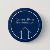 Blue Real Estate Company Custom Name Label Ronde Button 5,7 Cm (Voorkant)