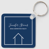 Blue Real Estate Company Custom Realtor Square Sleutelhanger (Achterkant)