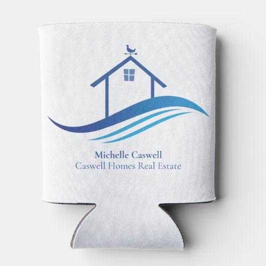 Blue Real Estate Company Home Moderne Logo Custom Blikjeskoeler (Achterkant)