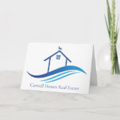 Blue Real Estate Company Home Moderne Logo Custom Kaart (Voorkant)