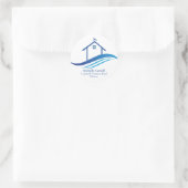 Blue Real Estate Company Home Moderne Logo Custom Ronde Sticker (Tas)