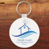 Blue Real Estate Company Home Moderne Logo Custom Sleutelhanger (Voorkant)