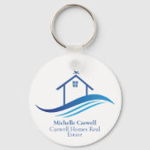 Blue Real Estate Company Home Moderne Logo Custom Sleutelhanger (Achterkant)