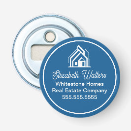 Blue Real Estate Company Personalized Realtor Button Flesopener
