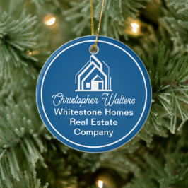 Blue Real Estate Company Personalized Realtor Keramisch Ornament
