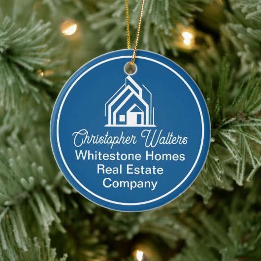 Blue Real Estate Company Personalized Realtor Keramisch Ornament (Boom)