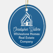 Blue Real Estate Company Personalized Realtor Keramisch Ornament (Links)