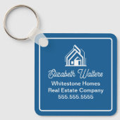Blue Real Estate Company Personalized Realtor Sleutelhanger (Voorkant)